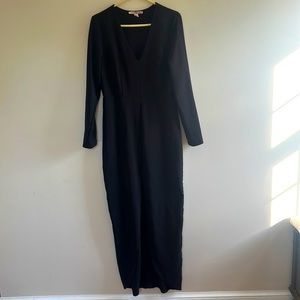 Black fitted long sleeve maxi